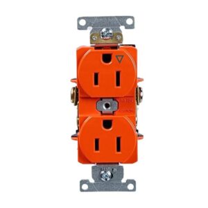 TOMACORRIENTE DOBLE EMP. INDUSTRIAL AISLADA LT 2X15A 125V NARANJA